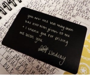 Handwritten Note Engraved Wallet Insert Best gifts for deployed military service members Handwritten Note Engraved Wallet Insert Best gifts for deployed military service members